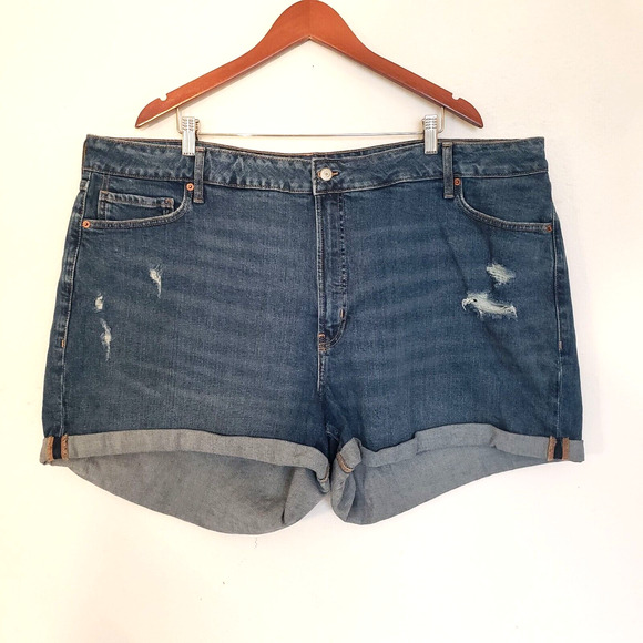 OLD NAVY Women SIZE 26 High Waist O.G. Straight Distress Jean Cuff Shorts - Picture 1 of 11